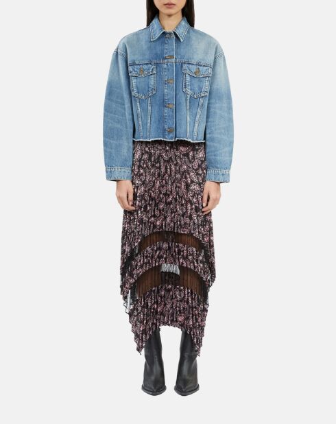 Blouson court en denim bleu moyen