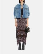 Blouson court en denim bleu moyen