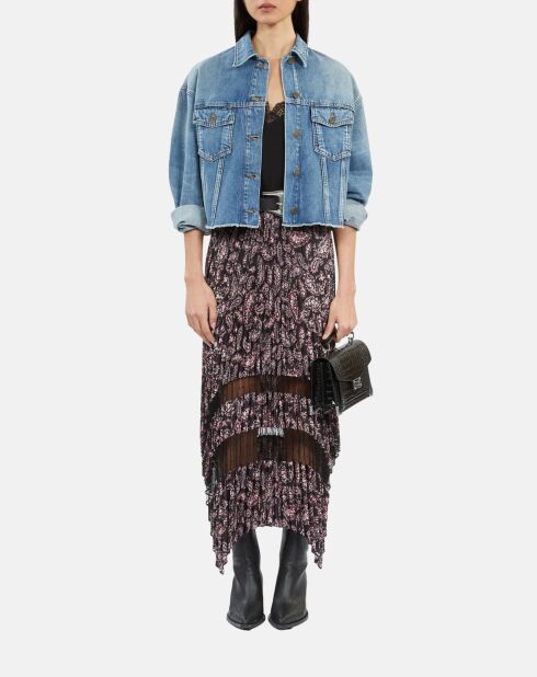 Blouson court en denim bleu moyen