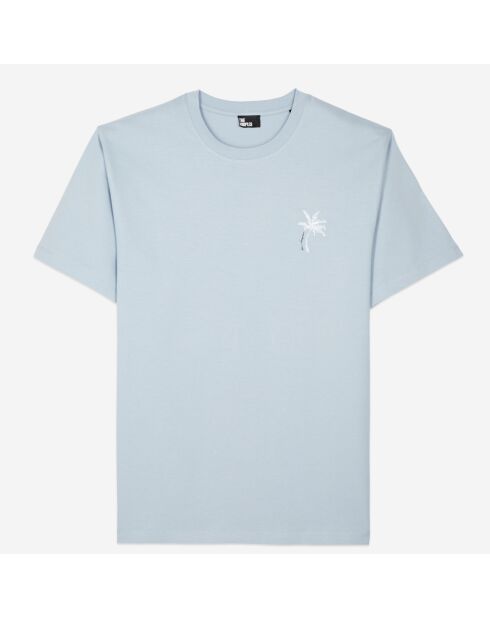T-shirt broderie Palm tree bleu ciel