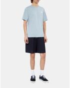 T-shirt broderie Palm tree bleu ciel