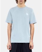 T-shirt broderie Palm tree bleu ciel