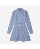 Robe chemise courte à rayures bleues et blanches