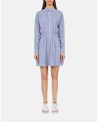 Robe chemise courte à rayures bleues et blanches