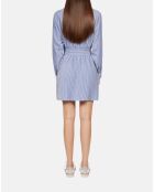 Robe chemise courte à rayures bleues et blanches