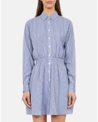 Robe chemise courte à rayures bleues et blanches