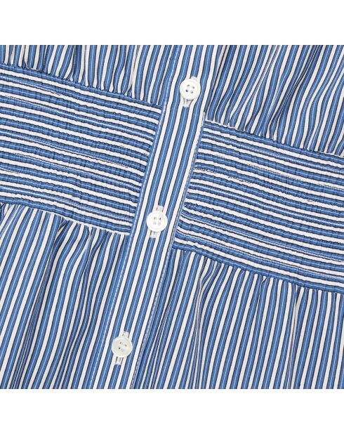 Robe chemise courte à rayures bleues et blanches