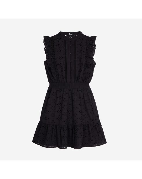 Robe courte en broderie anglaise noire