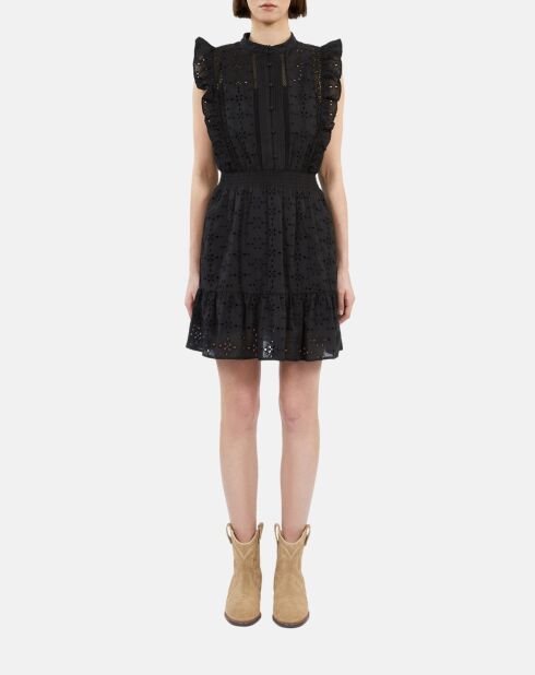 Robe courte en broderie anglaise noire