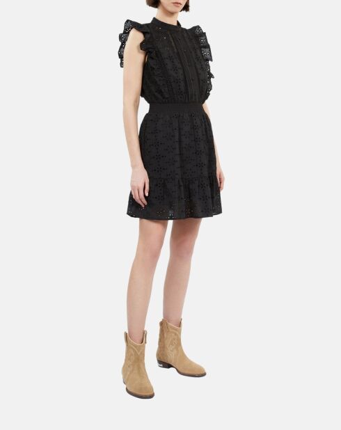 Robe courte en broderie anglaise noire