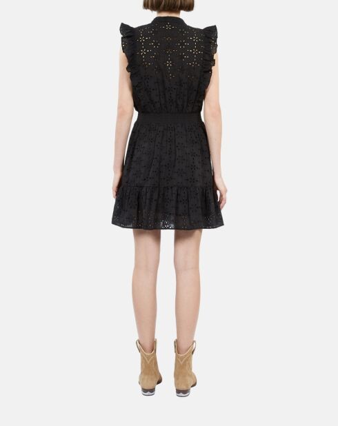 Robe courte en broderie anglaise noire
