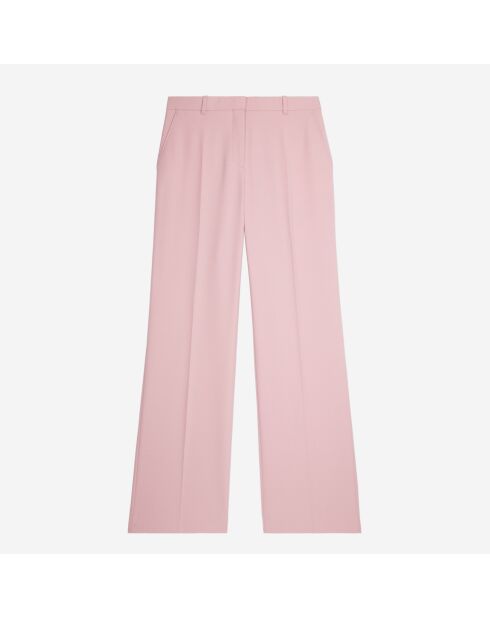 Pantalon tailleur en laine mélangée rose