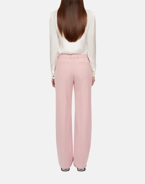 Pantalon tailleur en laine mélangée rose