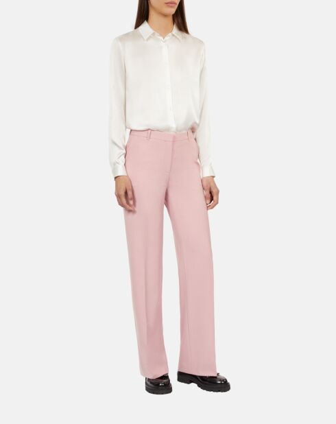 Pantalon tailleur en laine mélangée rose