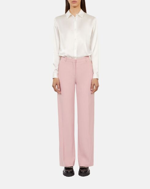 Pantalon tailleur en laine mélangée rose