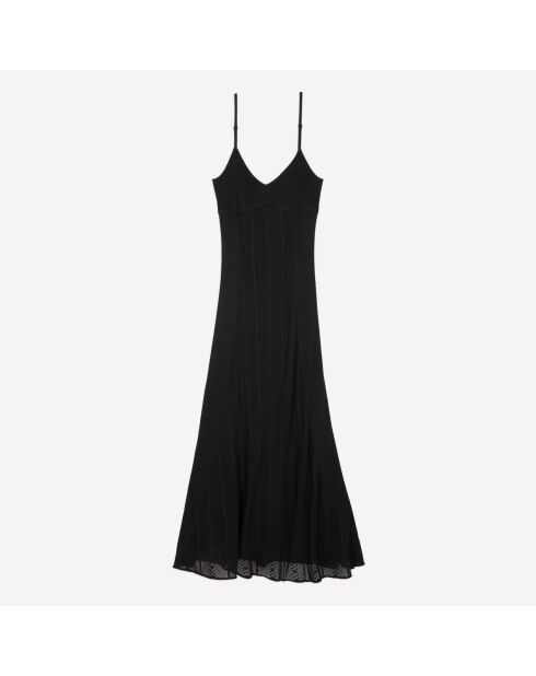 Robe longue en maille ajourée noire