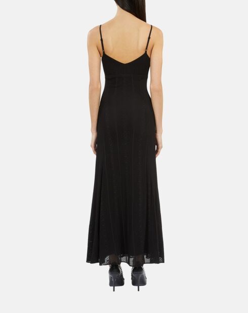 Robe longue en maille ajourée noire