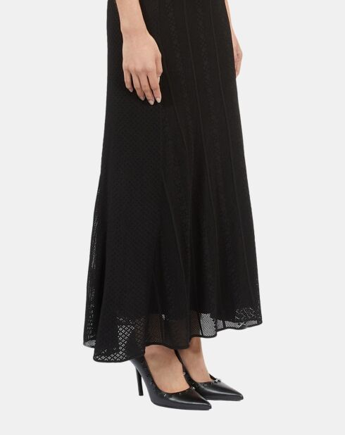 Robe longue en maille ajourée noire