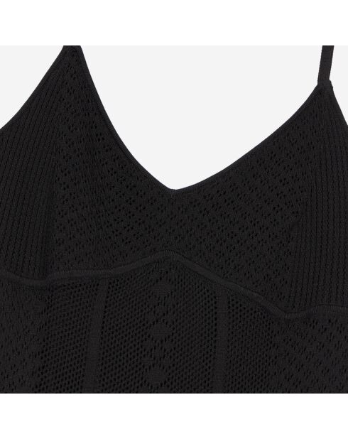 Robe longue en maille ajourée noire
