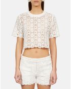 Top en guipure blanc