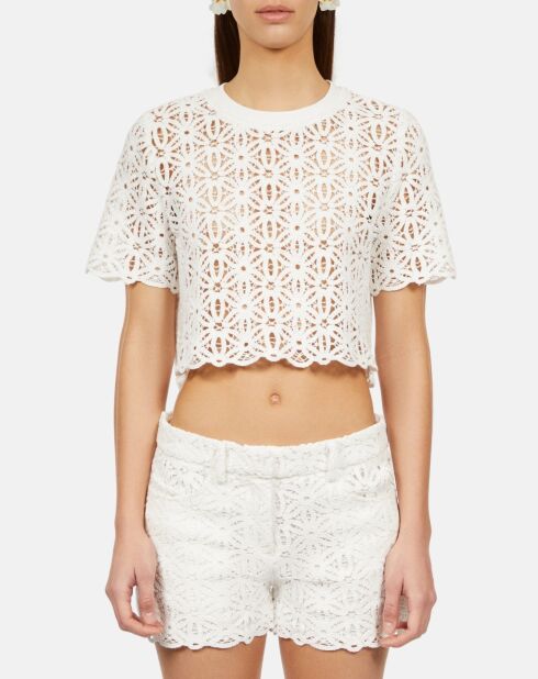 Top en guipure blanc