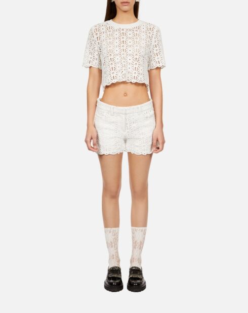 Top en guipure blanc