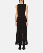 Robe longue en maille ajourée noire