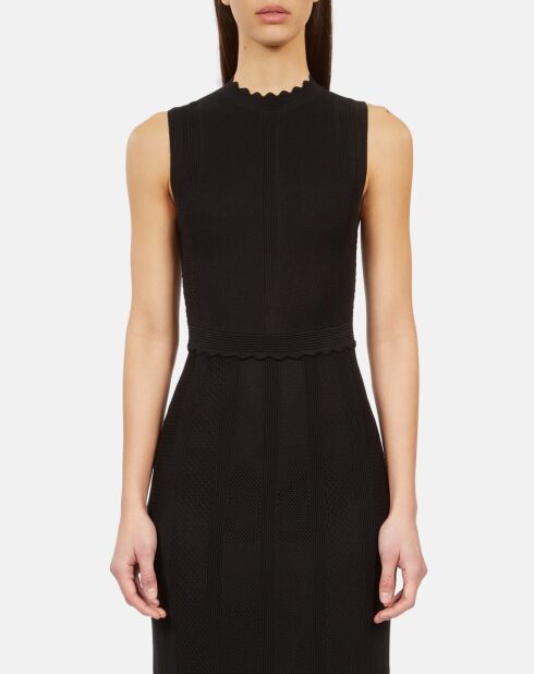 Robe longue en maille ajourée noire