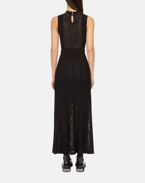 Robe longue en maille ajourée noire