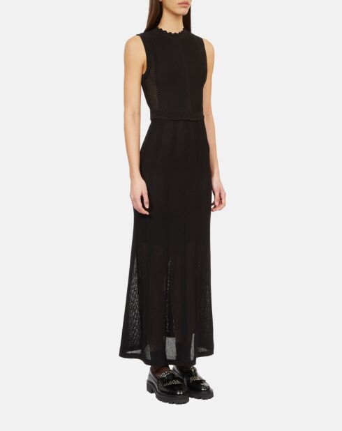 Robe longue en maille ajourée noire