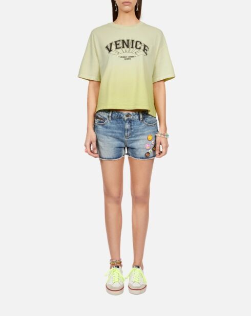 T-shirt dégradé avec sérigraphie jaune vif