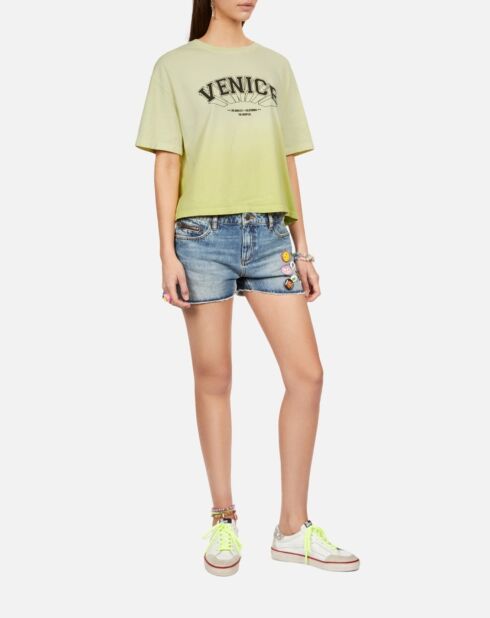 T-shirt dégradé avec sérigraphie jaune vif