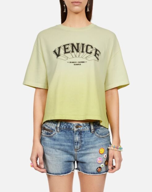 T-shirt dégradé avec sérigraphie jaune vif