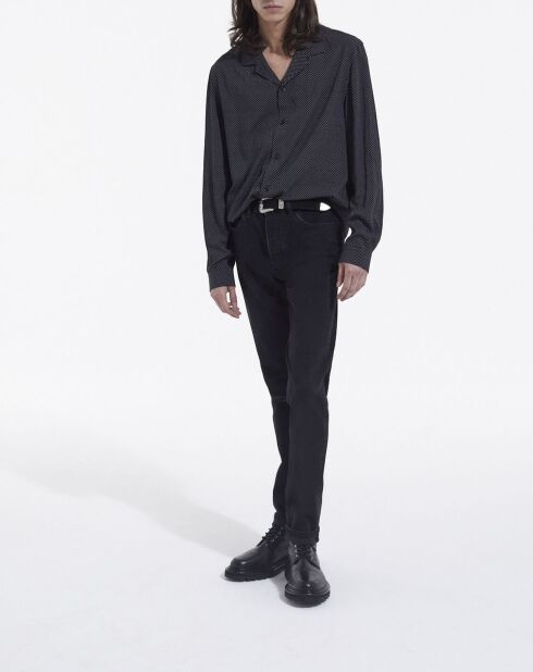 Chemise homme à pois noire et blanche