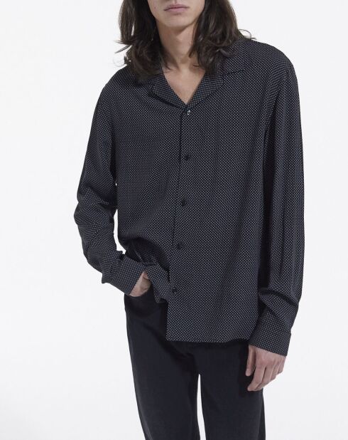 Chemise homme à pois noire et blanche