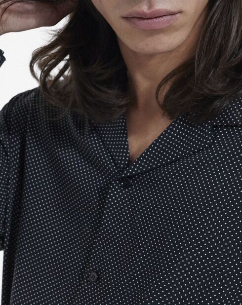Chemise homme à pois noire et blanche