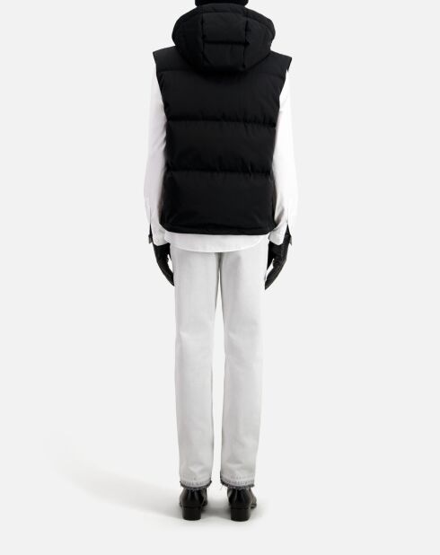 Doudoune à capuche sans manches noire