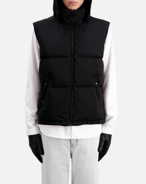 Doudoune à capuche sans manches noire