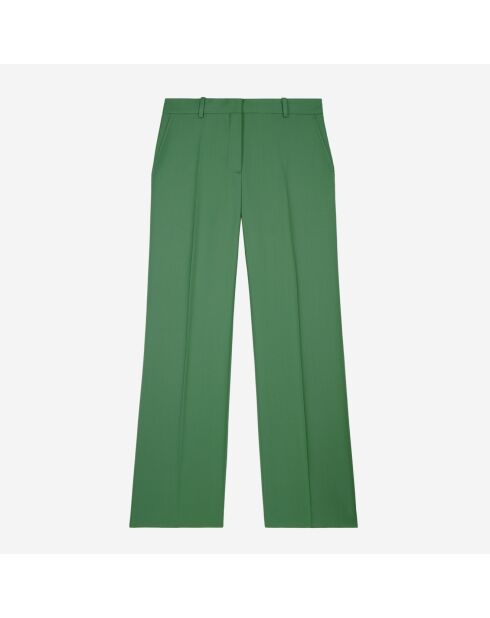 Pantalon tailleur en laine kaki