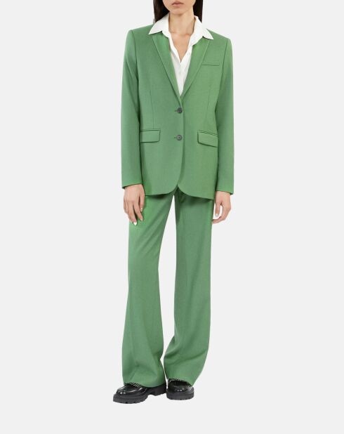 Pantalon tailleur en laine kaki