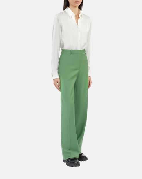 Pantalon tailleur en laine kaki