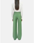 Pantalon tailleur en laine kaki