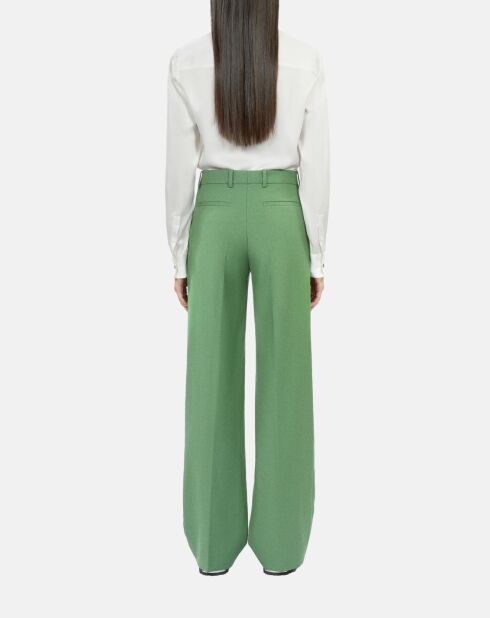 Pantalon tailleur en laine kaki