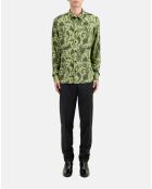 Chemise fleurie kaki et noire