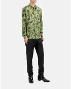 Chemise fleurie kaki et noire