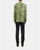 Chemise fleurie kaki et noire