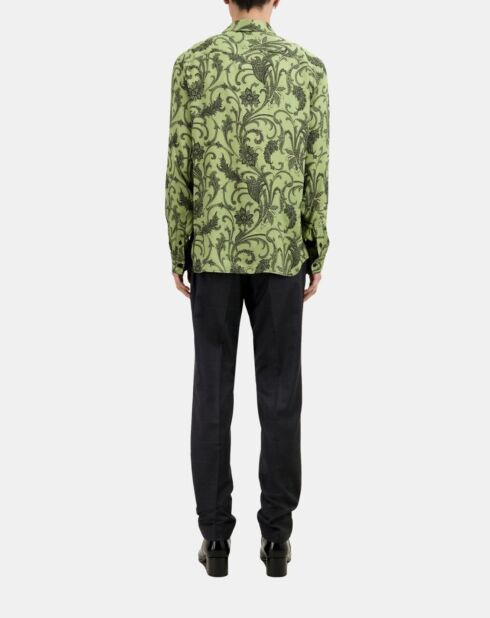 Chemise fleurie kaki et noire