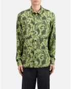 Chemise fleurie kaki et noire