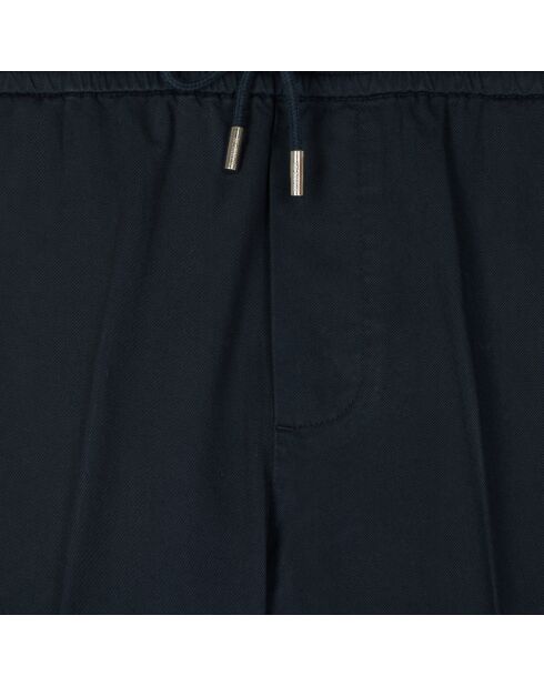 Pantalon droit en coton bleu marine