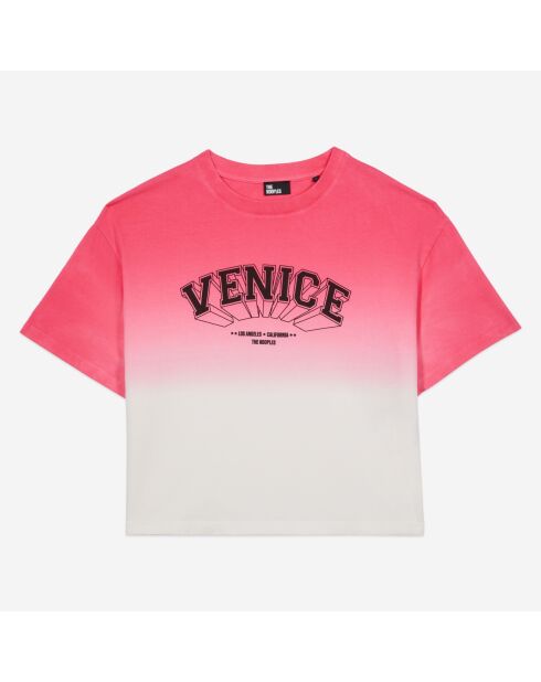 T-shirt dégradé avec sérigraphie rose rétro